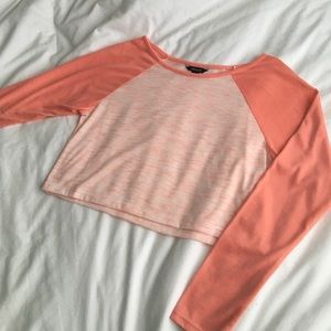 Coral Cropped Long-Sleeve Shirt