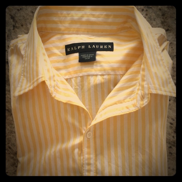 RALPH LAUREN YELLOW WHITE -Striped shirt