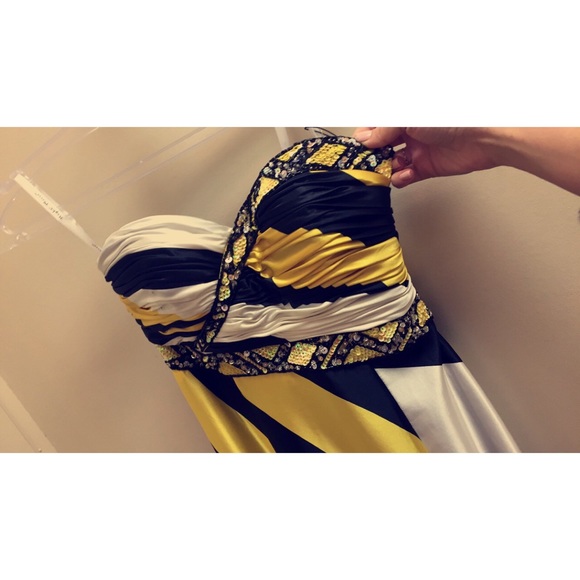Beautiful black white and yellow Prom gown
