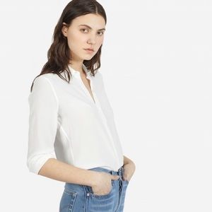Everlane Point Collar Silk Blouse - White