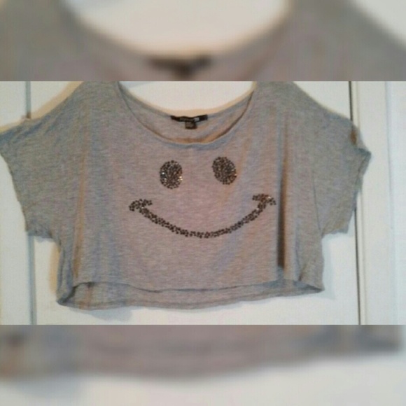 Flowy smiley face crop top