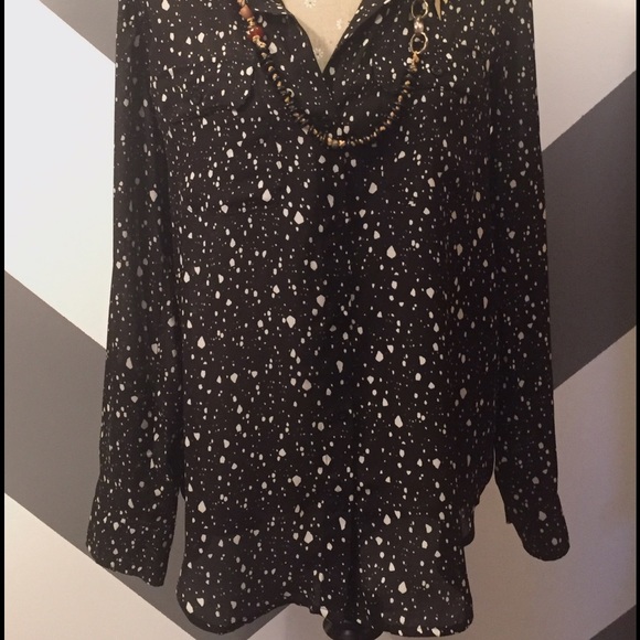 black & white Premise Studio long sheer tunic top