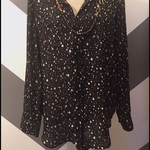 black & white Premise Studio long sheer tunic top