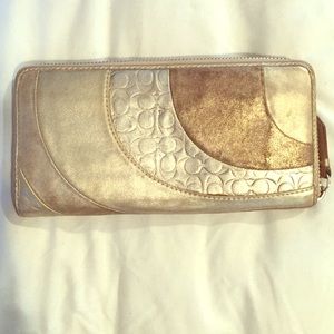 authentic gold metallic coach wallet