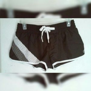 black & white swimming shorts