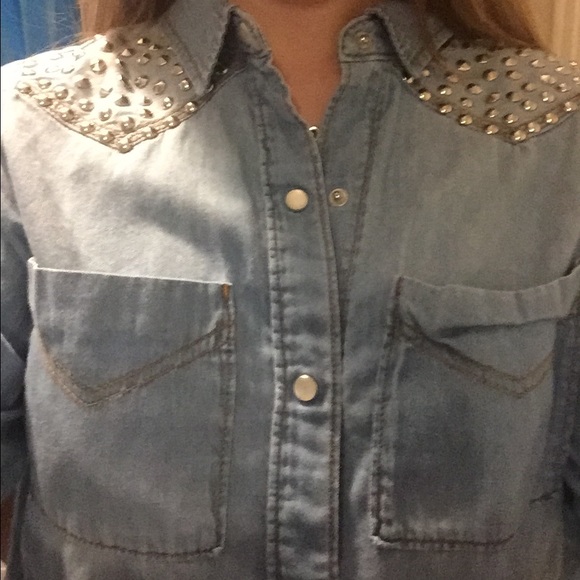 Denim partially studded shirt - Picture 2 of 3