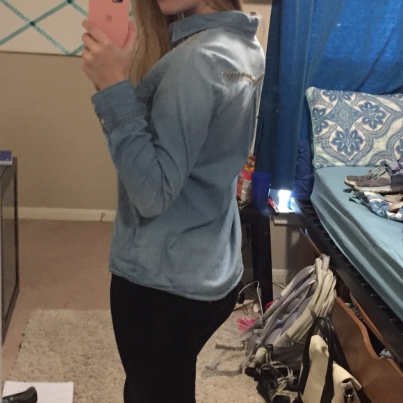 Denim partially studded shirt - Picture 3 of 3