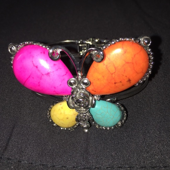 Multi Butterfly Open Cuff Bracelet