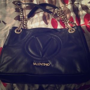 valentino black bag gold chain