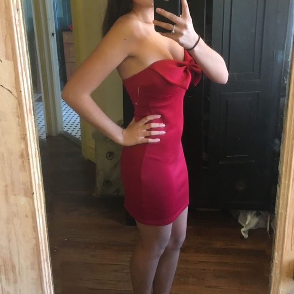 (NWOT) Charlotte Russe: Red Bow Dress - Picture 2 of 4