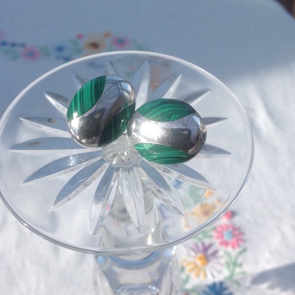 Sterling silver and malachite earrings