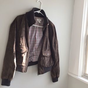 Leather, grey suede jacket, Anne Taylor Loft.