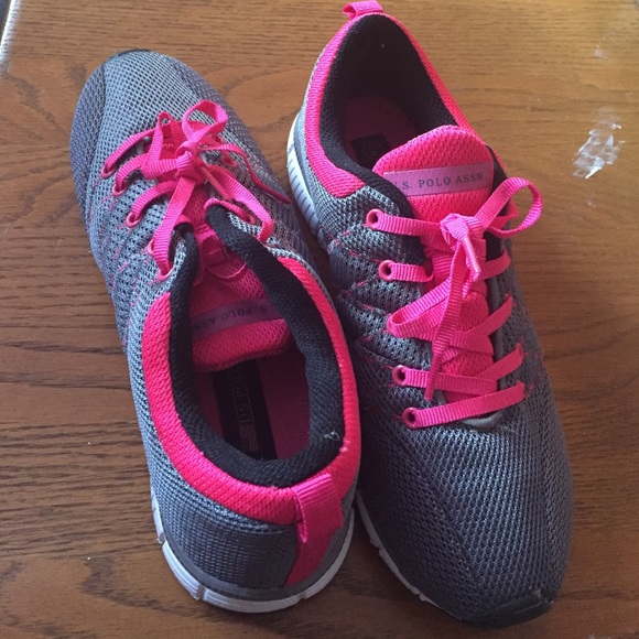 Pink and gray sneakers