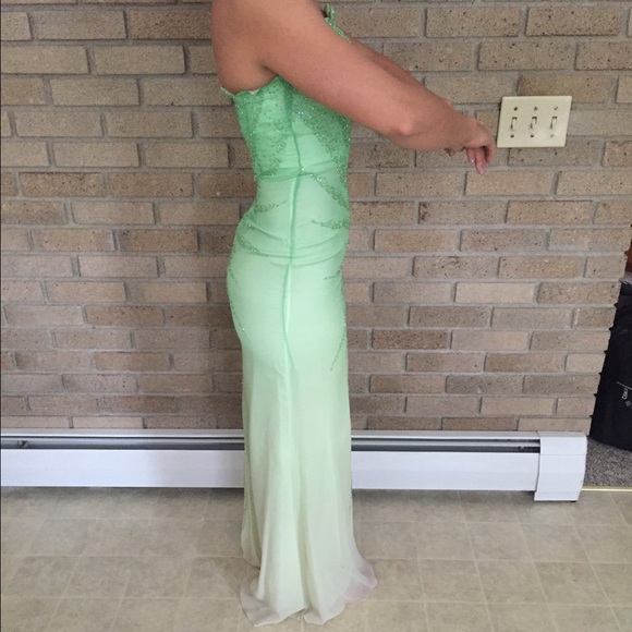 Prom Dress, green with beading - Picture 2 of 4