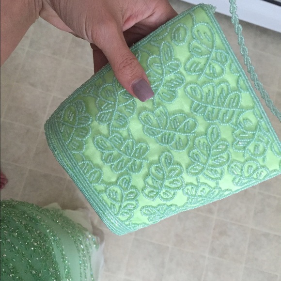 Prom Dress, green with beading - Picture 4 of 4