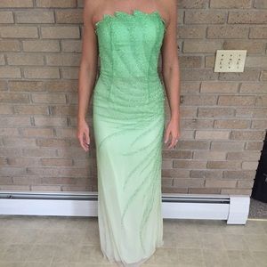 Prom Dress, green with beading