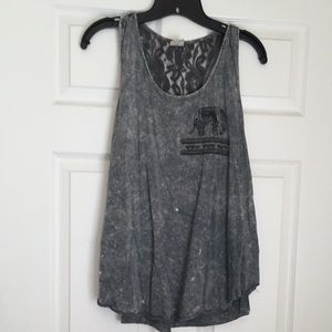Loose grey tank with lace detail