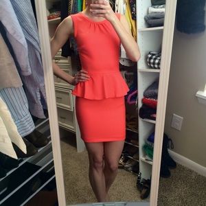 H&M, neon coral peplum mini, size 4
