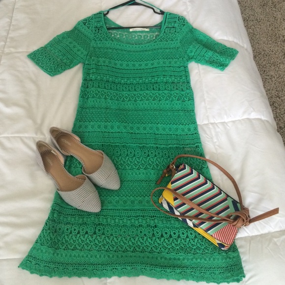 NWOT crochet overlay midi dress w/attached slip