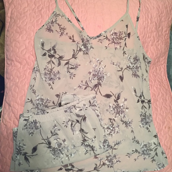 Calvin Klein sheer floral pajama lingerie set sz M