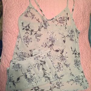 Calvin Klein sheer floral pajama lingerie set sz M