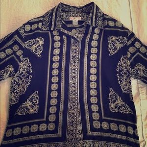 100% pure silk indie button down blouse