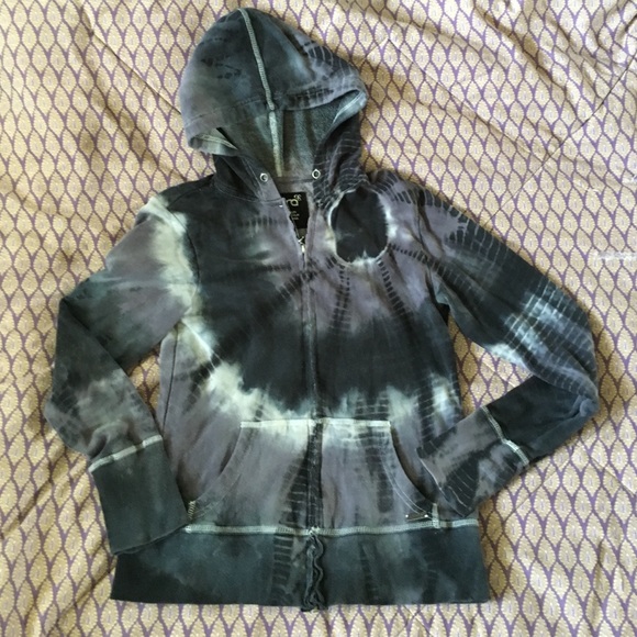 Comfy gray and blue tie-dyed zip up hoody