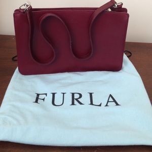 Red leather Furla purse