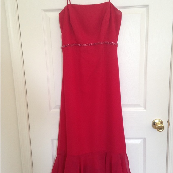 Red spaghetti strap dress