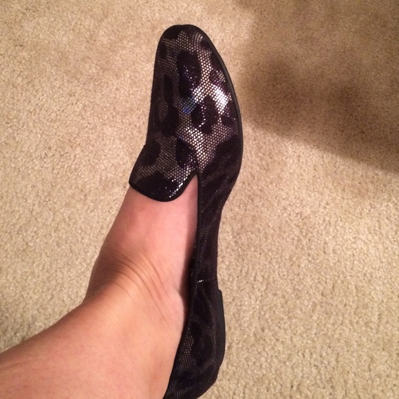 Black & Silver Leopard loafers