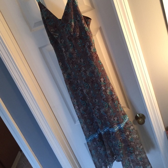 CLEARANCE Maxi dress brown & teal w/ lace straps.
