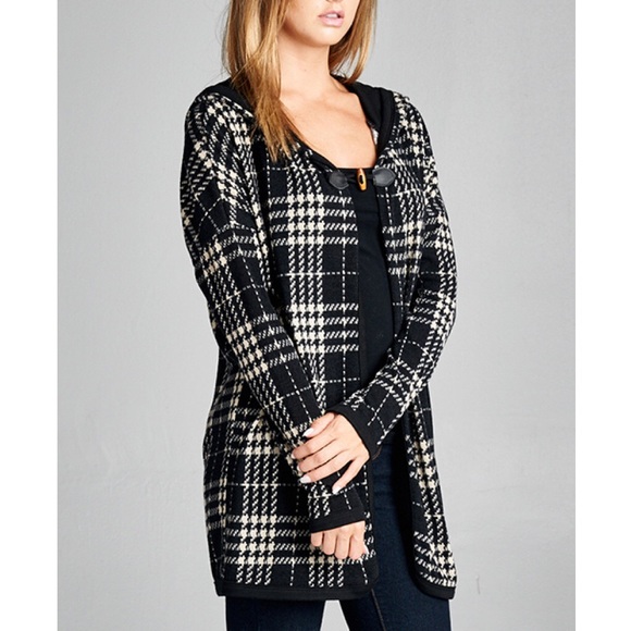 LOWEST PRICE Plaid Hoodie Jacket Cardigan - Picture 2 of 4