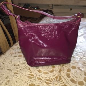 Purple patent leather coach small shoulderbag