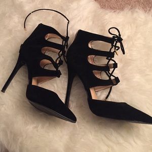 SIZE 8 SUEDE LACE UP HEELS!!!!!!