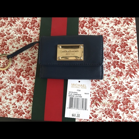 Michael Michael Kors Navy Leather Key Wallet