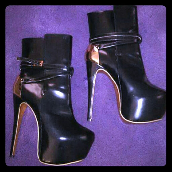 Black Booties with Gold Bottom