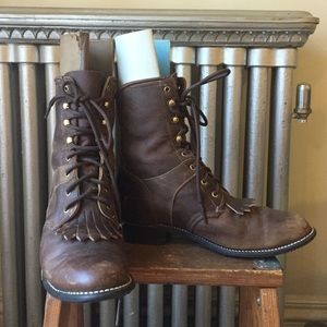 Fine leather western style combat boots sz. 7