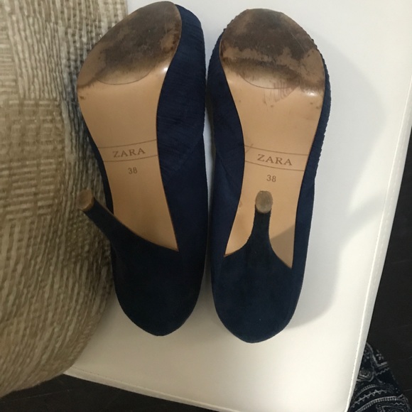 Zara navy suede open toe platforms - Picture 2 of 2