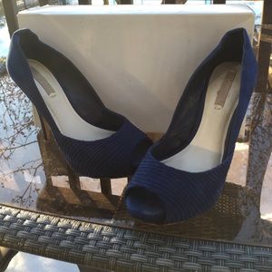 Zara navy suede open toe platforms