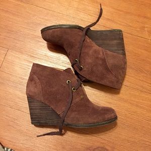 Lucky Brand suede wedge booties