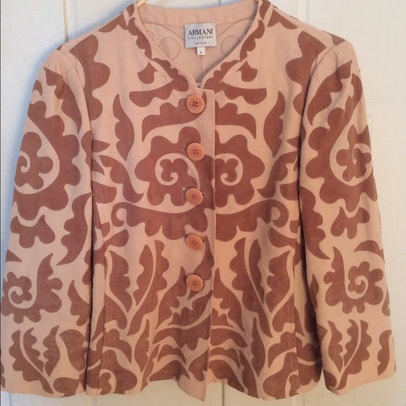 Armani Collezioni rose leather, silk & flax jacket