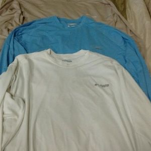 Creme, blue, and white L Columbia PFG Long sleeves