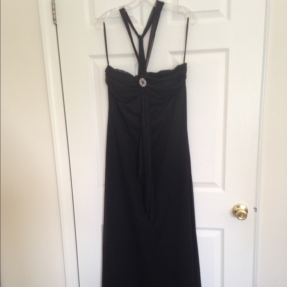 Full length black halter dress - Picture 1 of 4