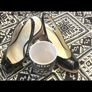 NICKELS TIBBY Black wedge heeled Sz 8.5 M