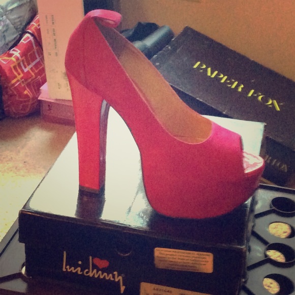 Pink Suede Chunky Heels