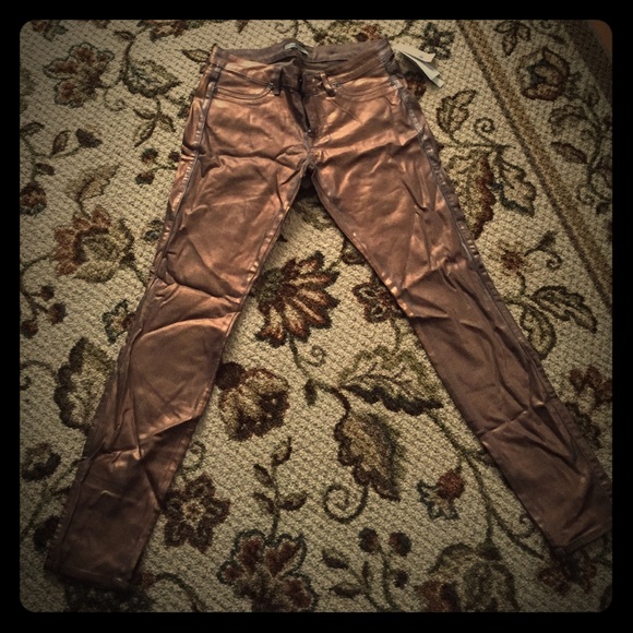 Rich and Skinny metallic gold jeans.