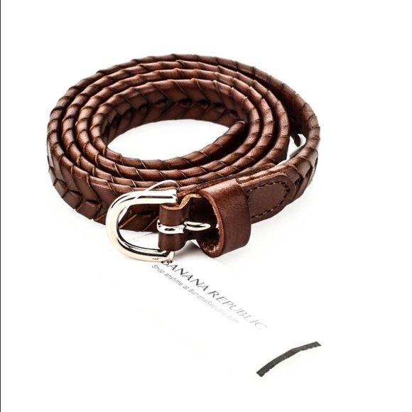 NWT 🍌 Republic Brown Leather Woven Belt 🎅🏻🎁