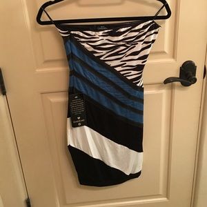 NWT Bebe dress XS Black, white and deep blue