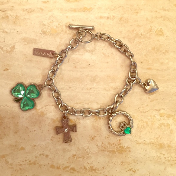 Ireland/shamrock/claddagh/cross charm bracelet