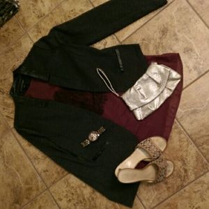 Grey blazer with pleather accents